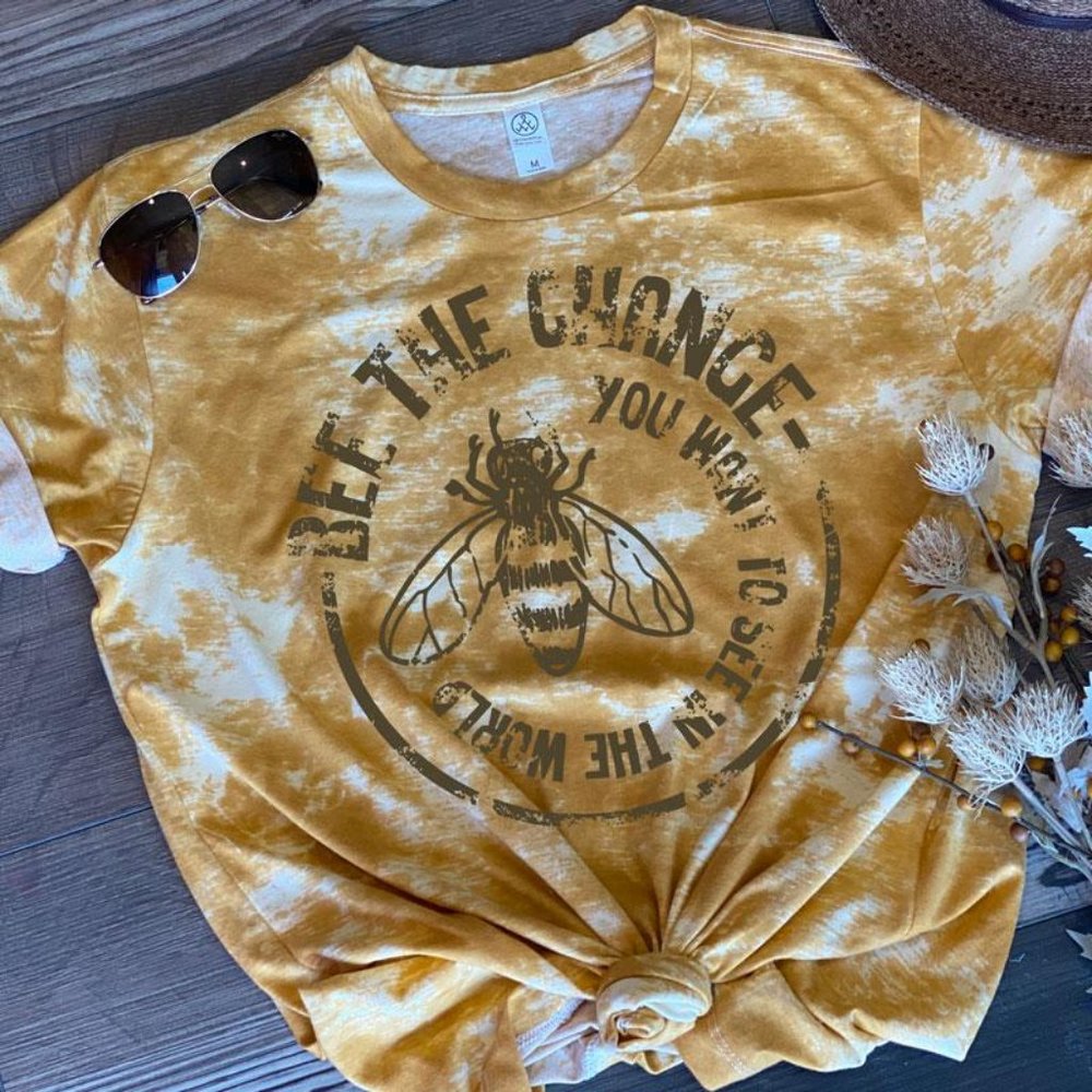 BEE THE CHANGE GRAPHIC TIE DYE SHIRT
